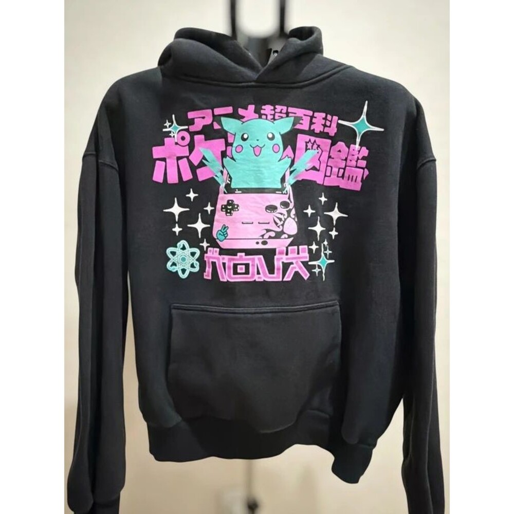 Pikachu Game Boy Graphic Hoodie XL Anime Kawaii Gamer Streetwear